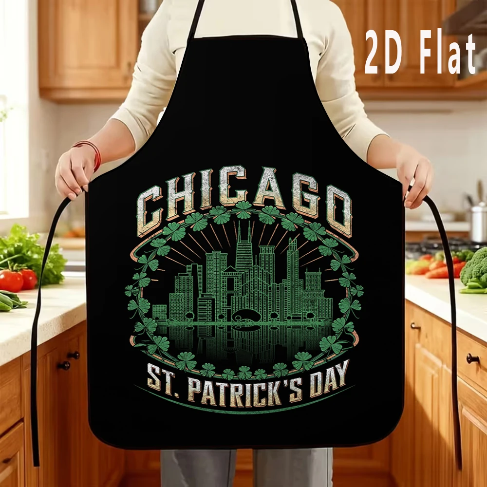 

Фартук с 2D-принтом «День святого Патрика в Чикаго», 60x80 см, для кухни, ресторана, барбекю, прочный и легко чистится, 1 шт.
