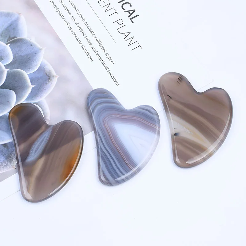 Agate Face Gua Sha Tool Nature Carnelian Crystal Stone Heart Shape Massager Skin Care Neck Body Beauty Product