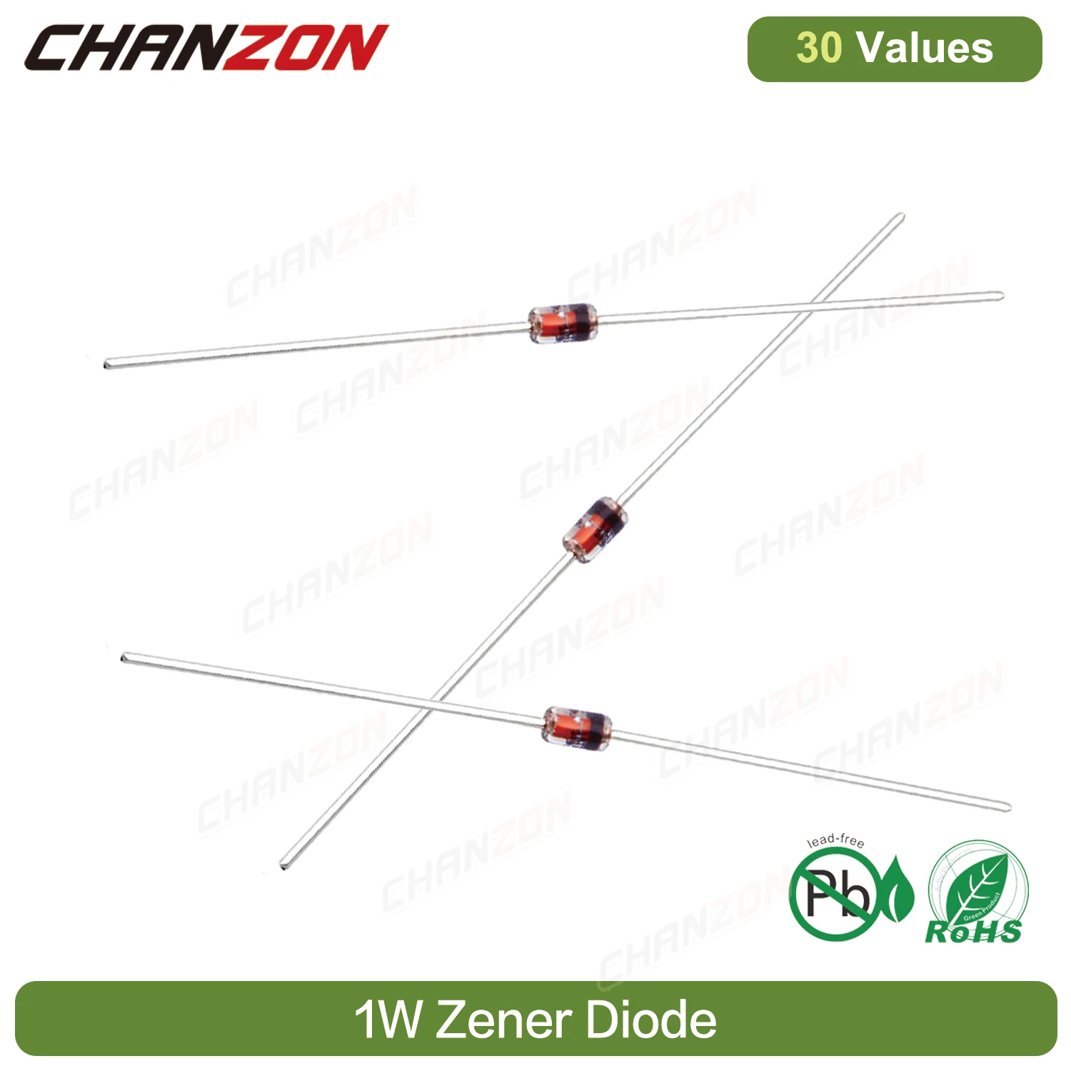 30 Values 1W Zener Rectifier Diode Kit 3V 3.3V 3.6V 5V 5.1V 5.6V 7.5V 10V 12V 13V 15V 16V 18V 20V 22V 24V 30V 33V 47V Assortment