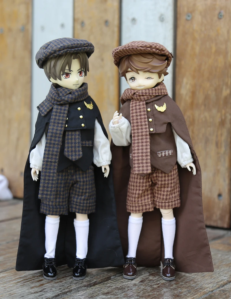 Blyth Doll Clothes Hat Shirt Pants Tie Vest Sock Vintage British Style Cape Set For Ymy, Ob22, Ob24 Doll Accessories Boys Girls