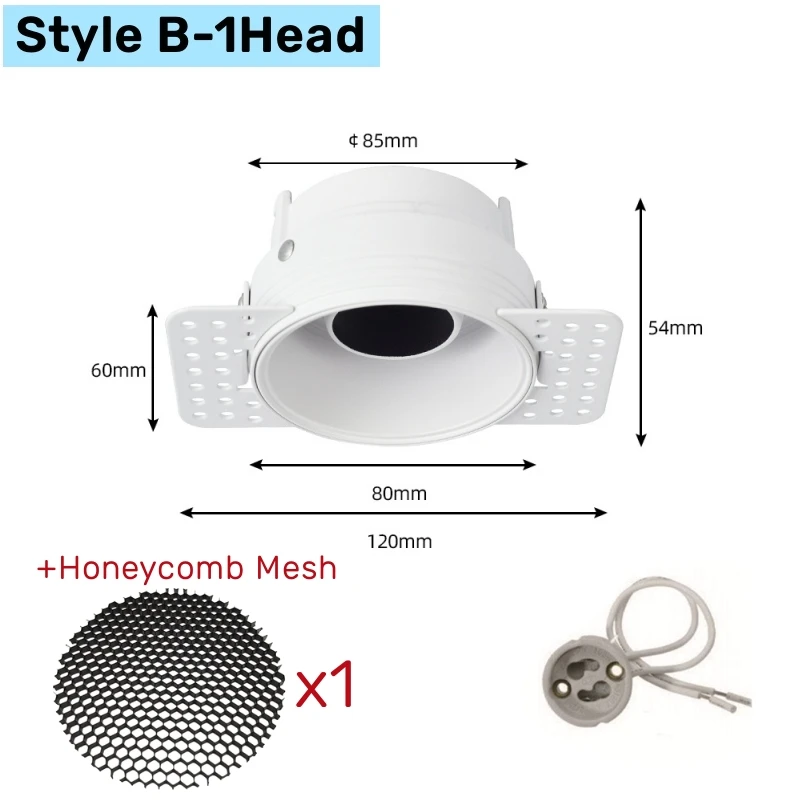 Trimless Vierkante Led Downlight Dubbele Hoofd Montage Frame Verzonken GU10/MR16 Plafond Lampen Houder Spot Verlichting Beugel Fittings
