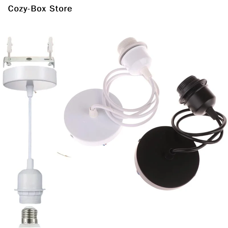 [ZY]1 Set Nordic Half Teeth Lampshade Base Vintage E27 Hanging Lamp Holders With 0.8/1/1.2/1.5M Cable Ceiling Lamp Holder Socket