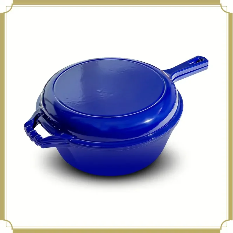 Cast Iron Enamel Cookware Set Kitchen Casserole Soup Pot Skillet Frying Pan with Ceramic Finish for Camping Dutch Oven