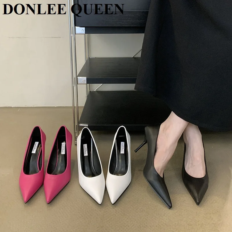 Fashion Candy Color Pumps Shoes Women Pointed Toe Shallow Slip On High Heel 7cm Office Dress Female Pumps Autumn Zapatillas Muje