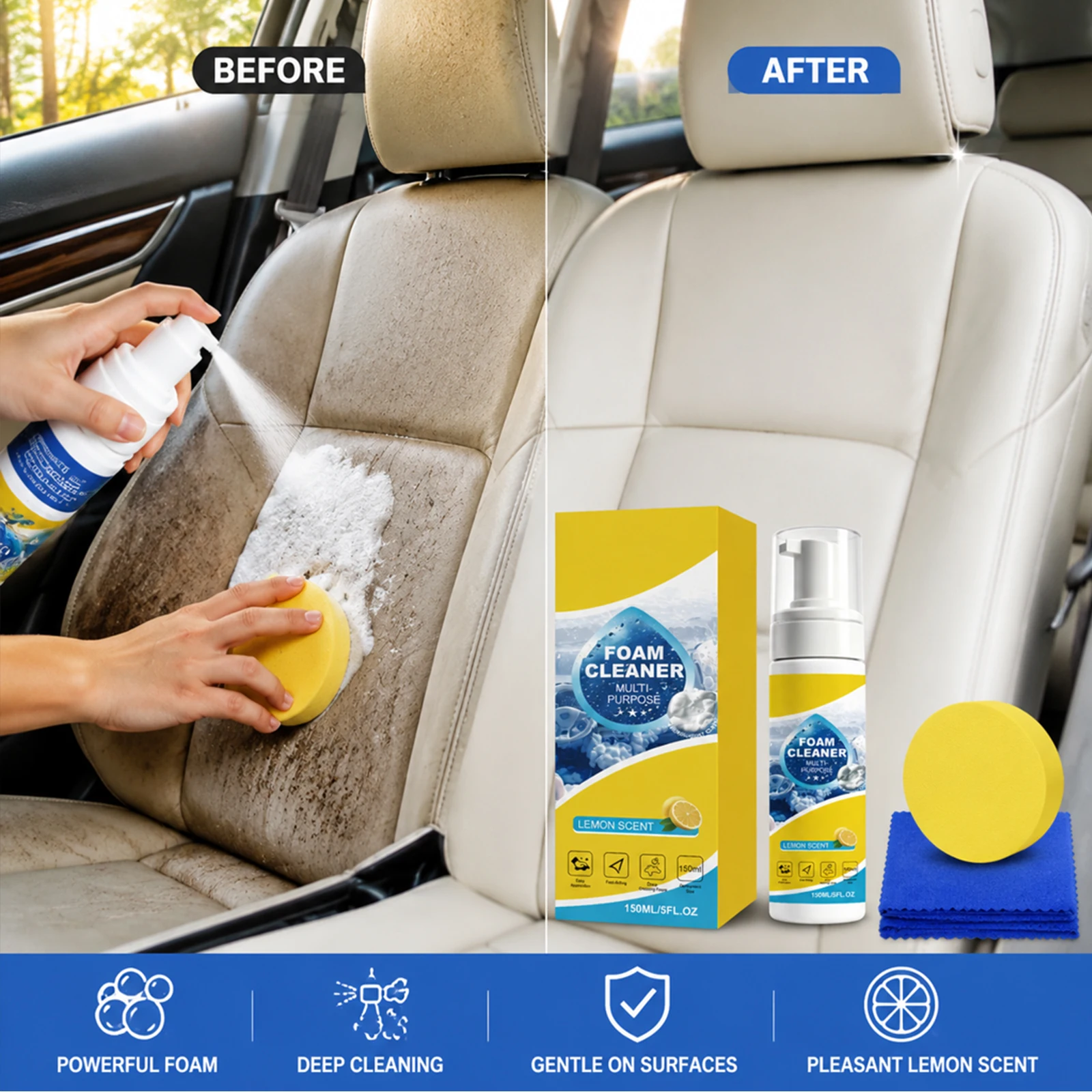150ml Multi-purpose Foam Cleaner Spray Car Home Interior Cleaner Foam Spray Anti-Aging Protection for Car Accessorie