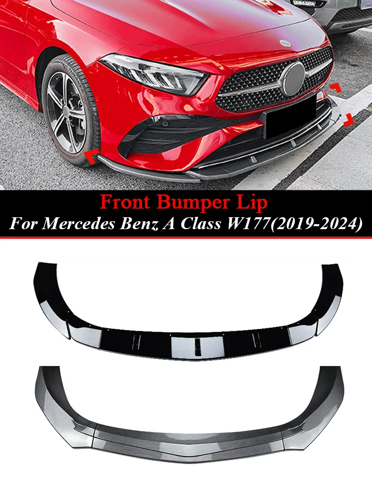 

For Mercedes Benz A Class V177 W177 Canard Covers Front Bumper Lip Spoiler A35 A180 A200 A220 A250 AMG 2019-2024 Accessories