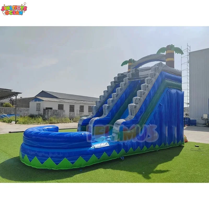 Tropical Palm Tree Giant Inflatable Water Slide With Pool Inflatable Waterslide for Kids Adults Summer Backyard Party Rental