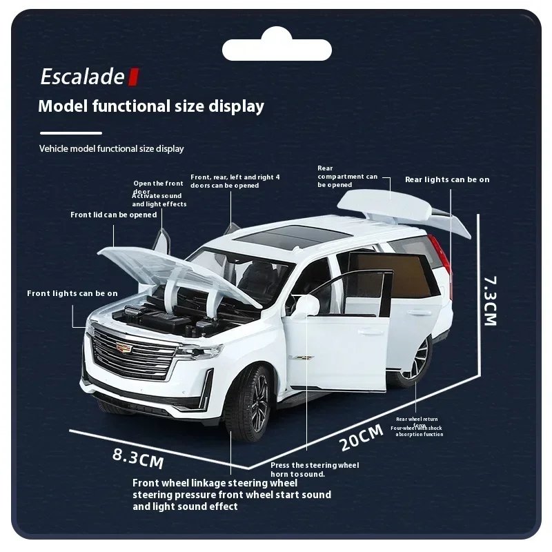 1:24 Cadillac Escalade SUV Alloy Car Model Diecasts & Toy car Metal Car Model Sound and Light Collection Childrens Gift