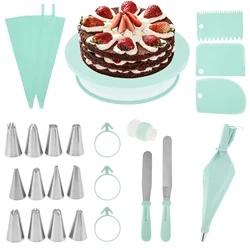 74/6 pc Cake Turntable and Piping Bag Cake Making Supplies Icing Piping Cream Pastry Bag with Nozzle Kitchen Acce Cake Bake Tool