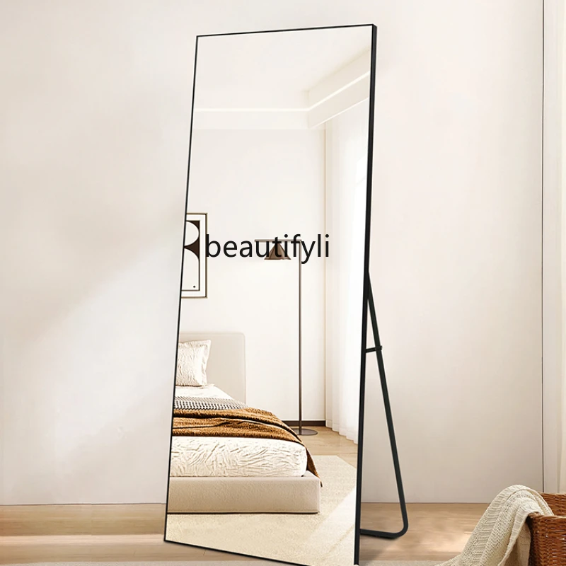 Light Luxury Minimalist Aluminum Frame Dressing   Household Full-Length  Floor Full-Length Mirror Wall-Mounted Wall Sticking