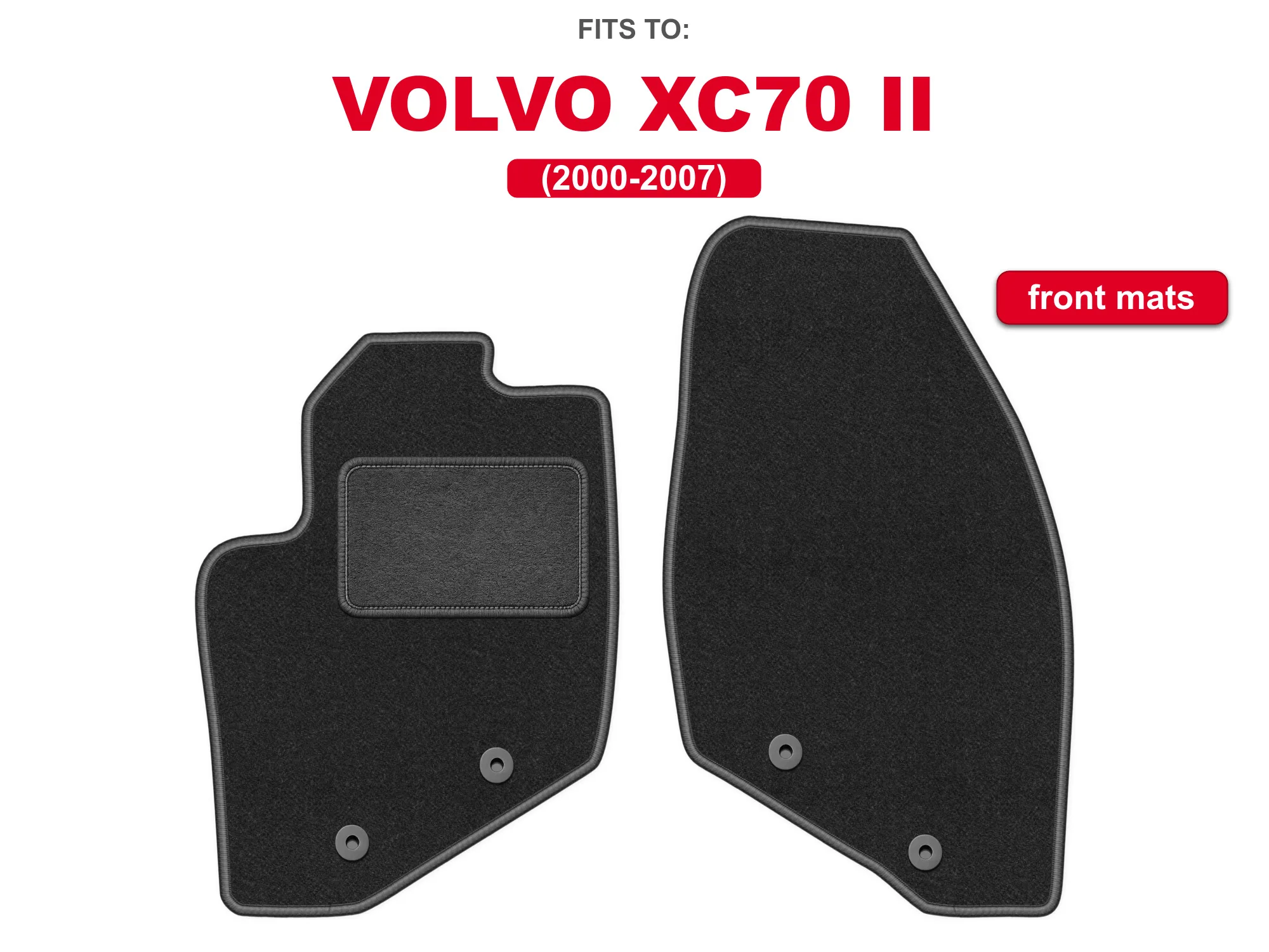 Velour voorste vloermatten voor: Volvo V70 II 2000-2007 stationwagen grafietkleurige auto voorste vloermatten set voor voertuigvloer