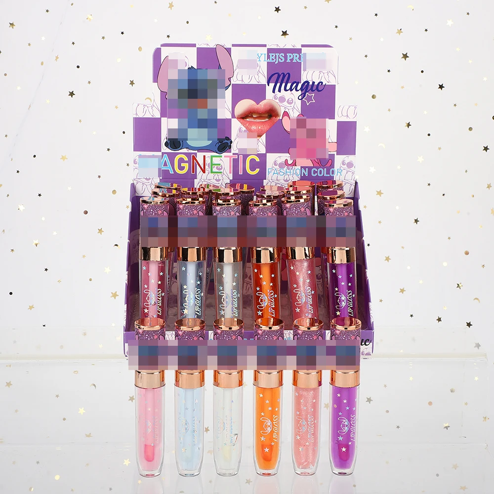 24 ชิ้นน่ารักการ์ตูน Shiny Lip Oil ชุดลิปกลอสผู้หญิงกันน้ํา Long Lasting Natural Moisturizing Lips แต่งหน้าของขวัญ Party