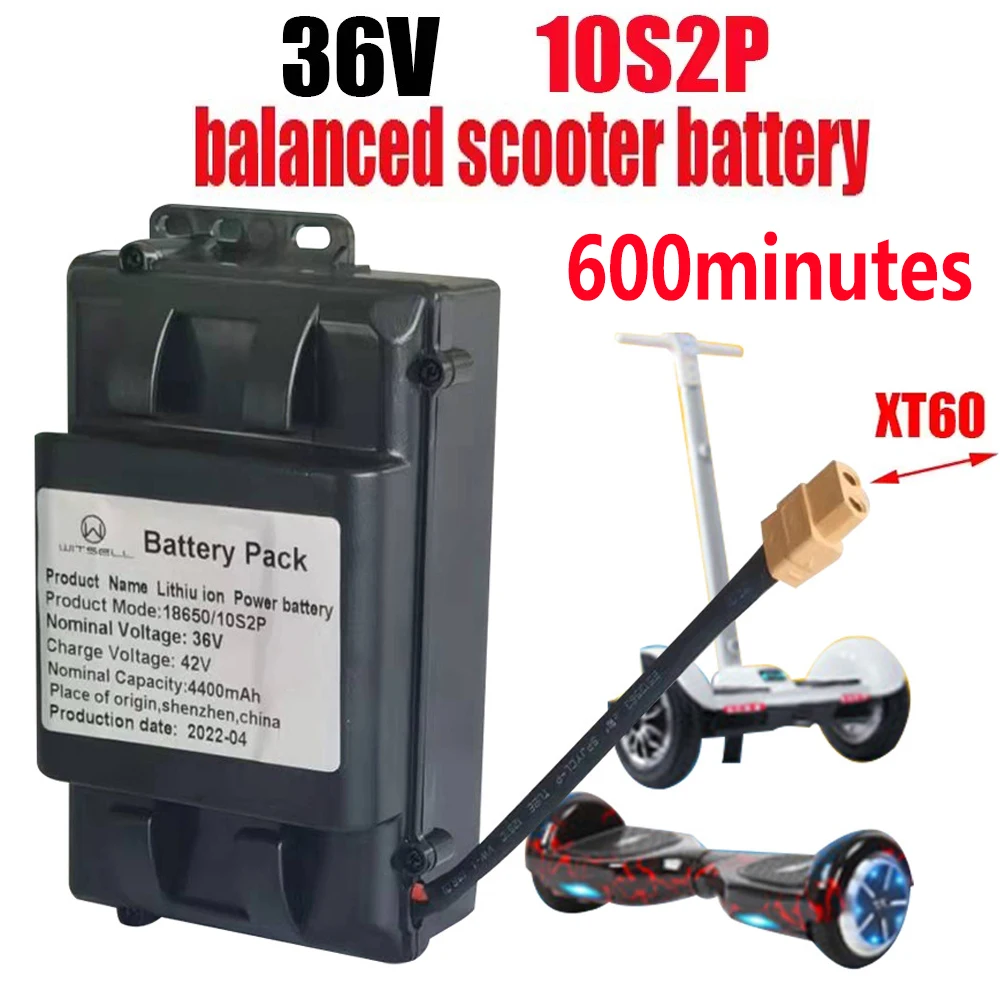 

36V Rechargeable Lithium Li-ion Battery Pack 4400mAh For Electric Self Balance Scooter Hoverboard Unicycle 600 minutes Battery