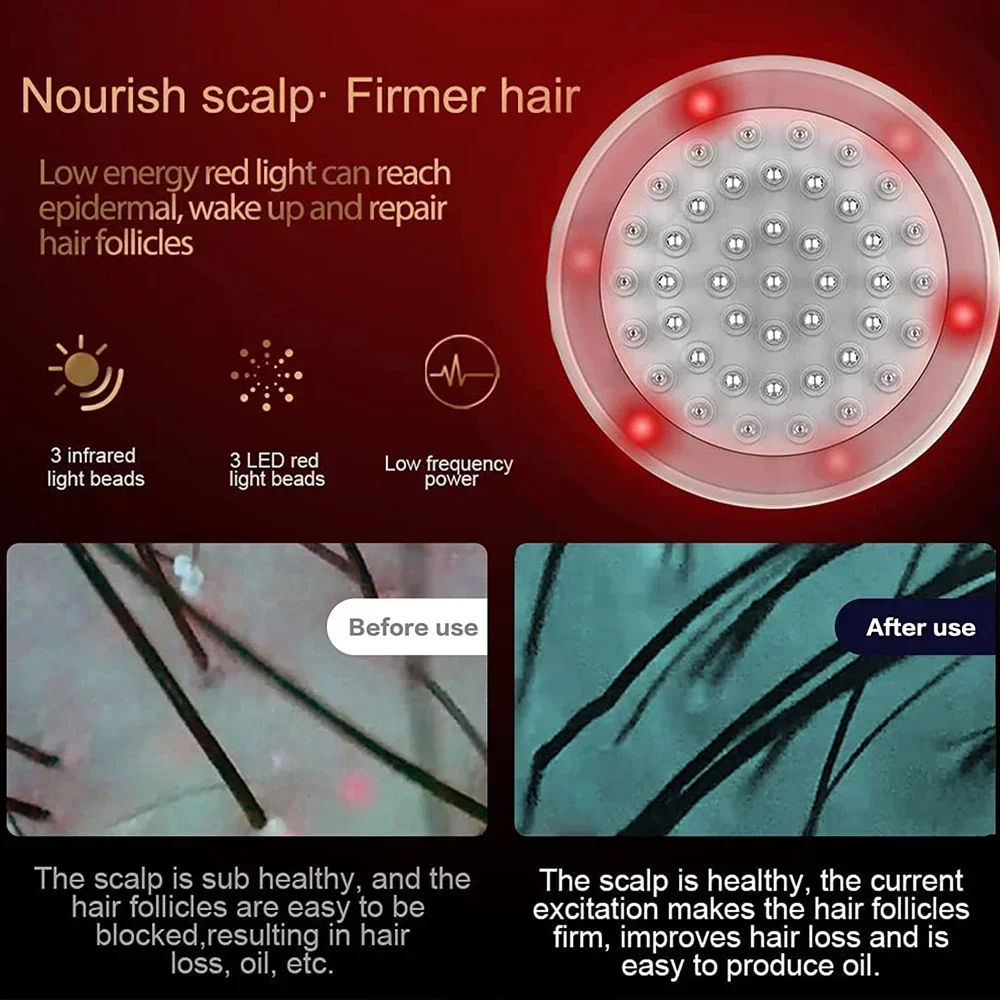 Scalp Applicator นวด EMS Red Light Therapy มินินวดไฟฟ้าหวีน้ํามันหอมระเหย Liquid Anti Hair Loss Scalp Care เครื่องมือ