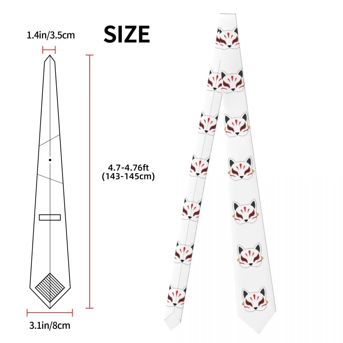 Kitsune маска галстук для мужчин шелковый полиэстер тонкие галстуки свадебные костюмы галстук повседневный Gravatas
