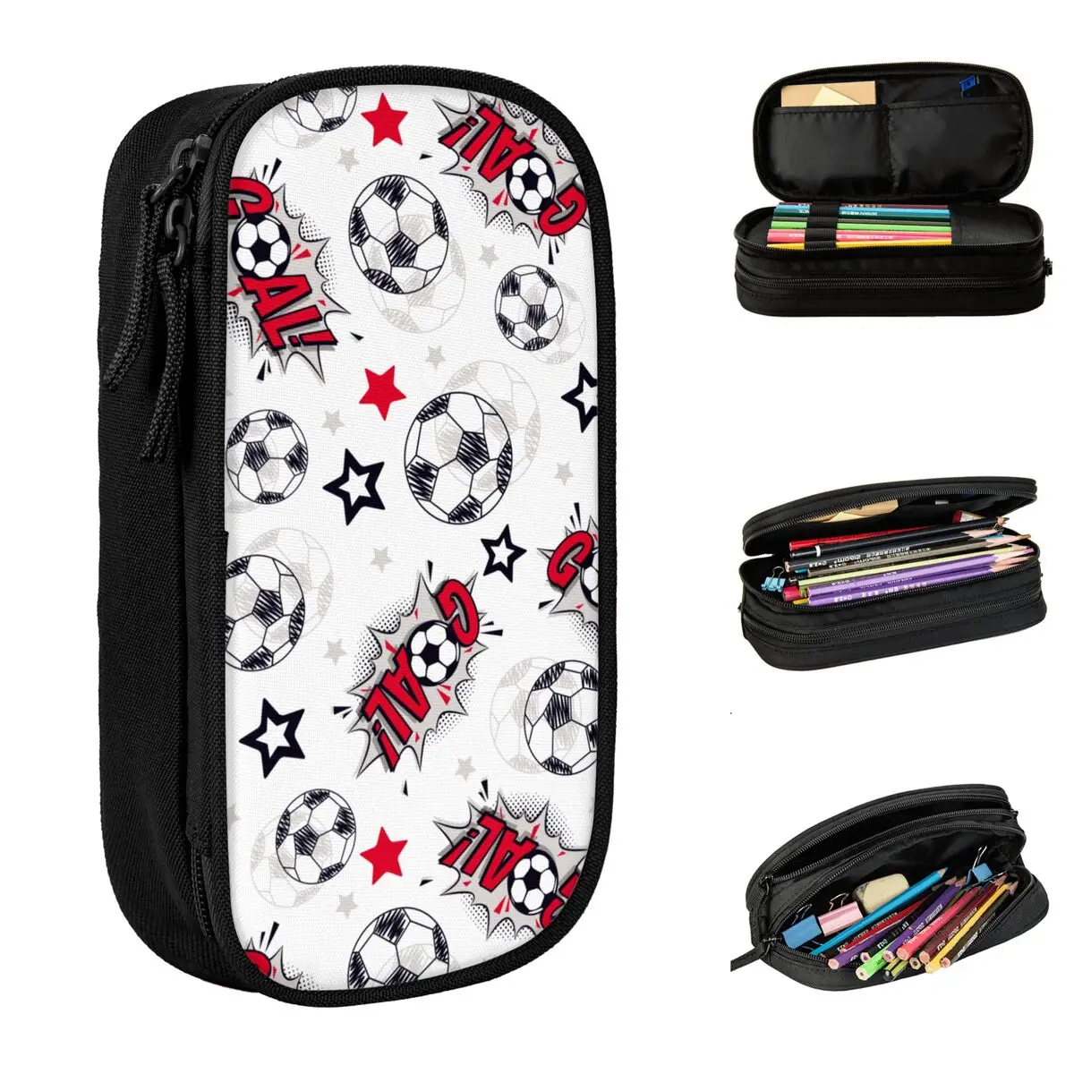 Football Balls Soccer Pencil Cases Pen Holder Bags Student Big Capacity Office Zipper Pencilcases