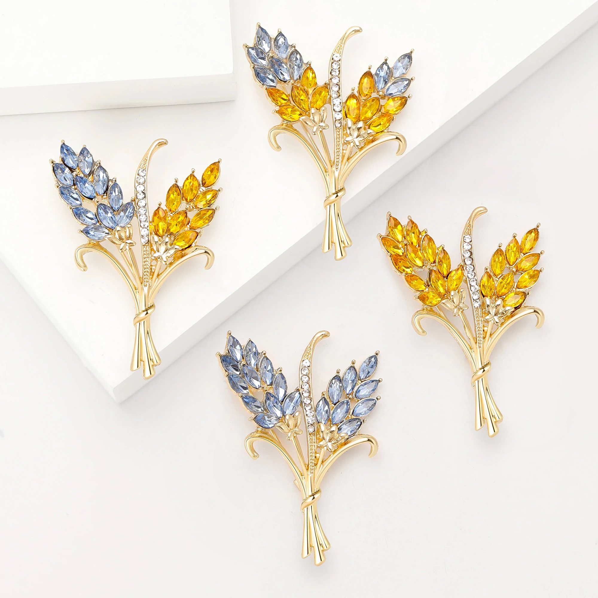 Nieuwe Sprankelende Strass Oor Van Tarwe Broches Voor Vrouwen Unisex Plant Pins 4 Kleuren Beschikbaar Casual Feestaccessoires Geschenken