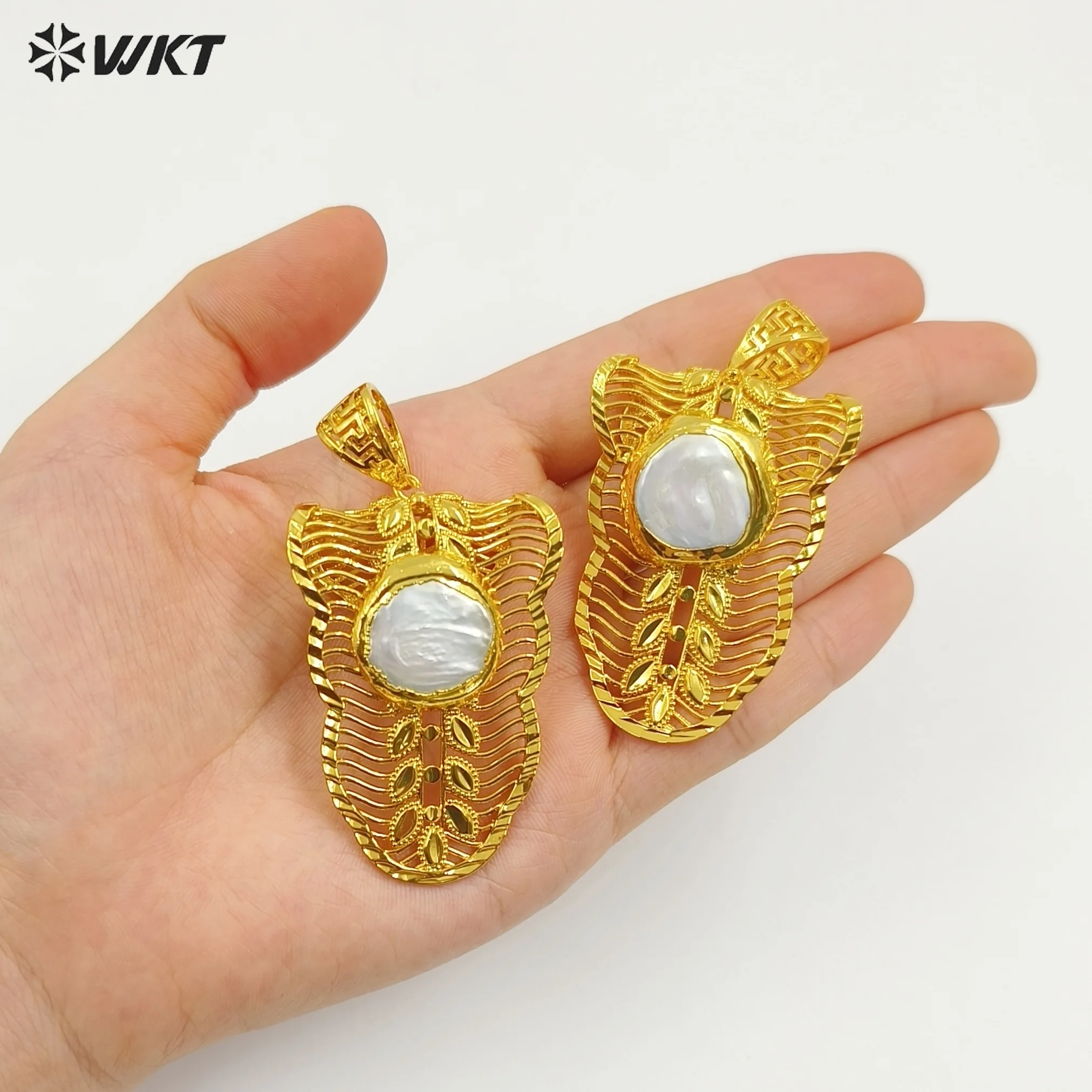 

WT-JP419 Высококачественный кулон из натурального пресноводного жемчуга неправильной формы с покрытием из настоящего золота для женщин, ценные подарки