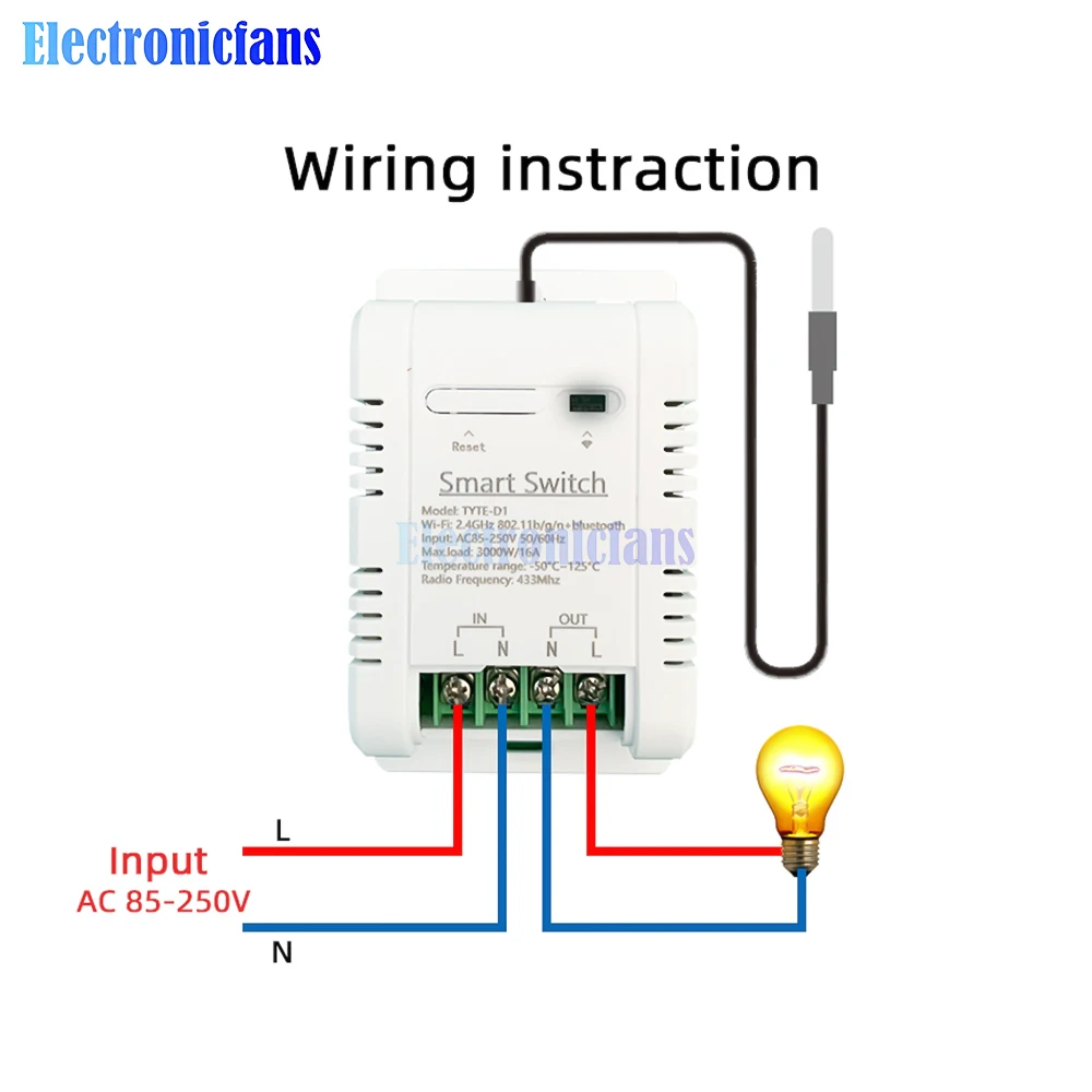 16A Smart Life Graffiti Tuya WIFI+Bluetooth Dual Mode Circuit Breaker Control Mini On/Off Switch Wireless