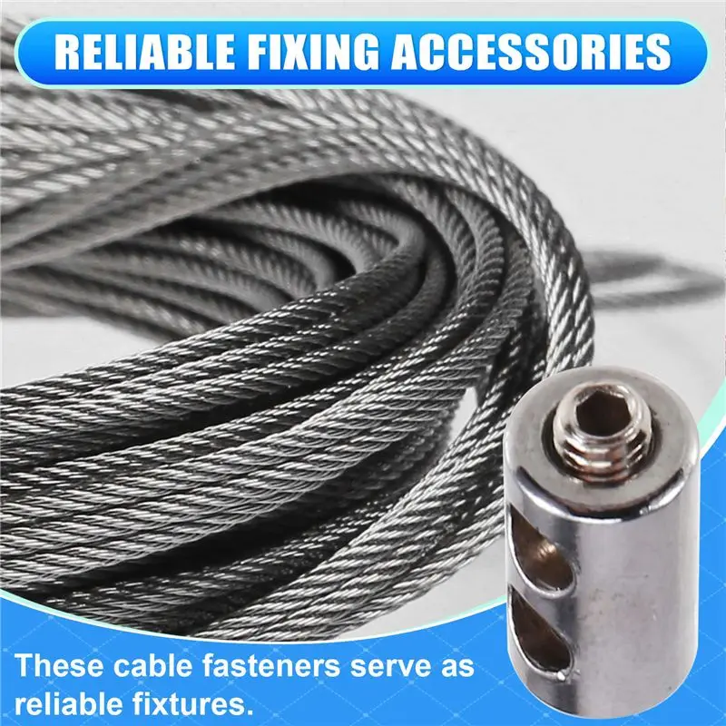DT17 50PCS Wire Rope Clip Clamp, 2-3mm Adjustable Screw Copper Cable Fastener, Metal Fixture Sling Fixing Accessories