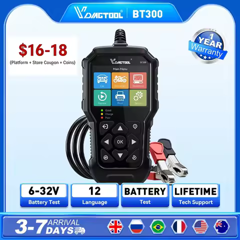 VDIAGTOOL BT300 Car Battery Tester 6V/12V 100-2000 CCA Battery System Detect Auto Battery Analyzer Car Battery Tool