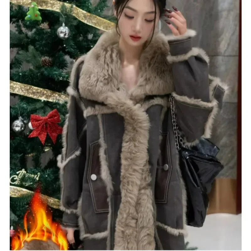 Autumn Winter New Women Faux Mink Fur Jacket Leopard Print Thicken Warm Casual Short Outwear Fashion Pink Collar Long Sleeve