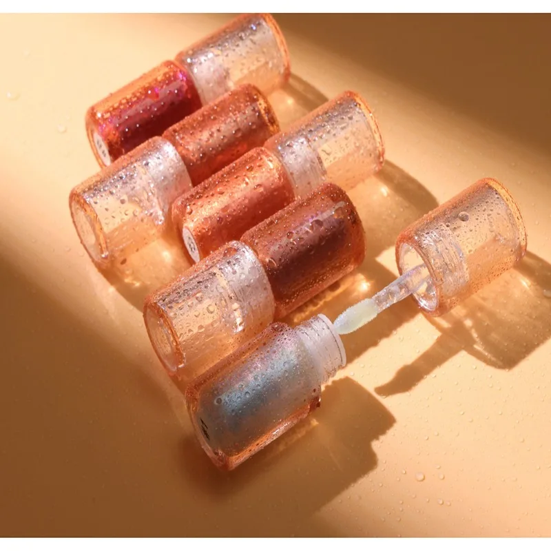 Tubo de cristal personalizado de 8 colores, brillo de labios hidratante, diamante de larga duración, lápiz labial líquido brillante, maquillaje a granel