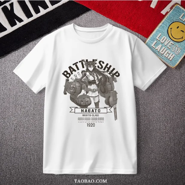 Anime Kancolle IJN Nagato Short Sleeve T-shirt Summer Cosplay Costume Casual Student Loose Tops