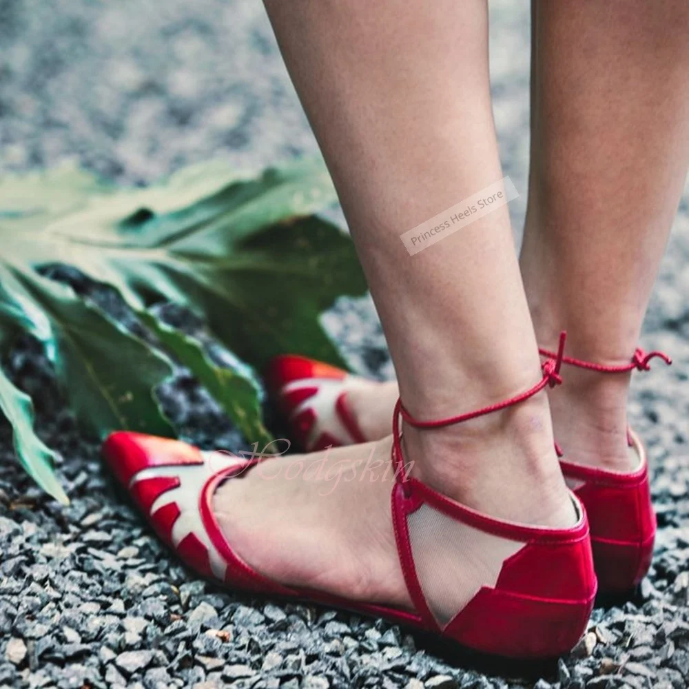 

Сандалии на плоской подошве в стиле пэчворк с острым носком и ремешками, дизайнерские сандалии из сетчатой кожи, женская сексуальная обувь, дизайнерская летняя вечеринка, новый стиль