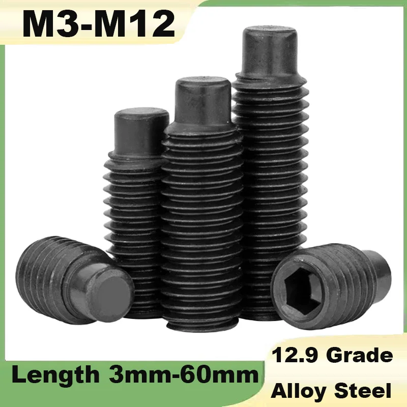 Convex End Set Screw M3 M4 M5 M6 M8 M10 M12 12.9 Grade Alloy Steel Hex Hexagon Socket Headless Machine Rice Tight Top Bolt