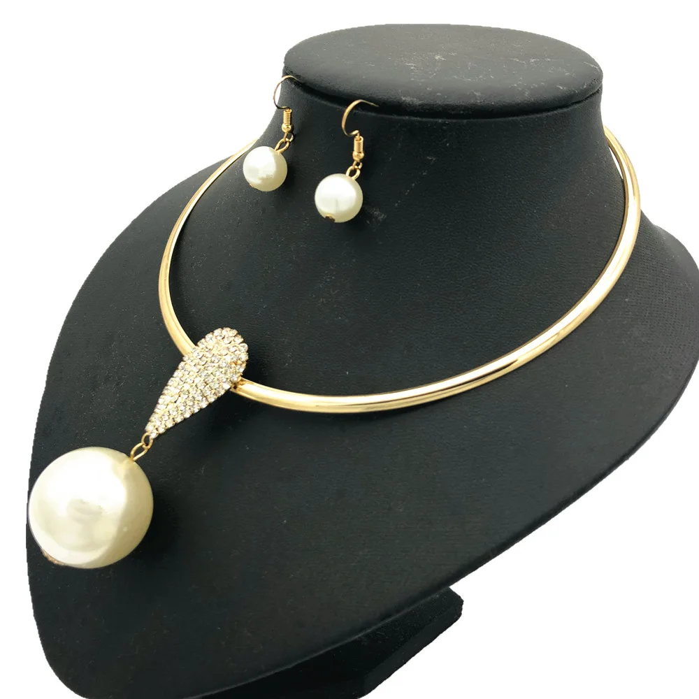 European and American jewelry collar women's necklace pearl pendant with diamond collarbone chain, cross-border choker AliExpres