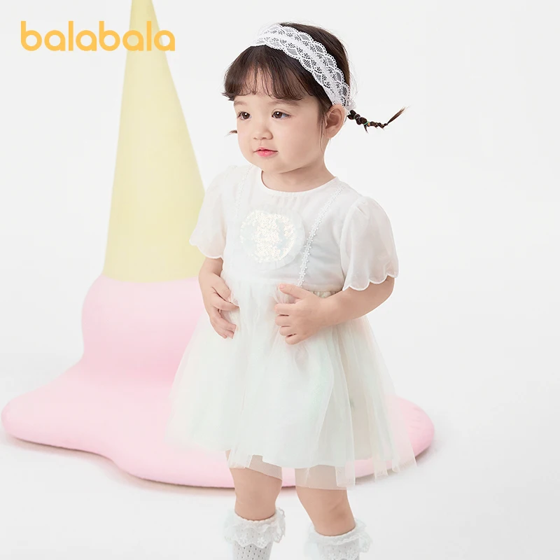 Balabala Baby Dress Girls 2024 Summer New Dress Baby Princess Dress Exquisite Sweet Chic Stylish Cute and Lovely