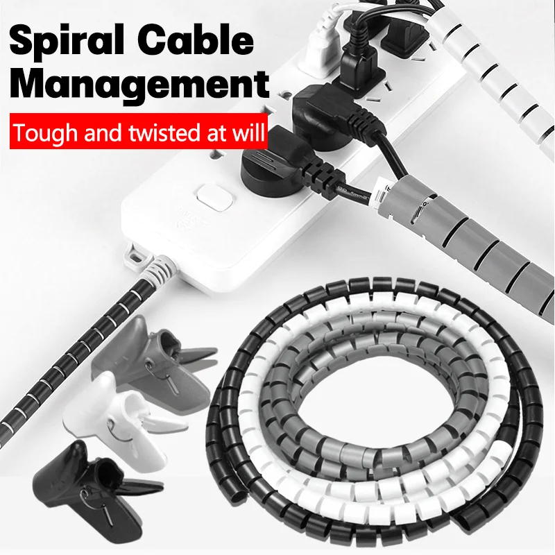

8/10/16mm Cable Wire Protector Spiral Wound Flexible Wire Organizer Office Cord Sleeve Cover Easy To Cut And Adjust Length