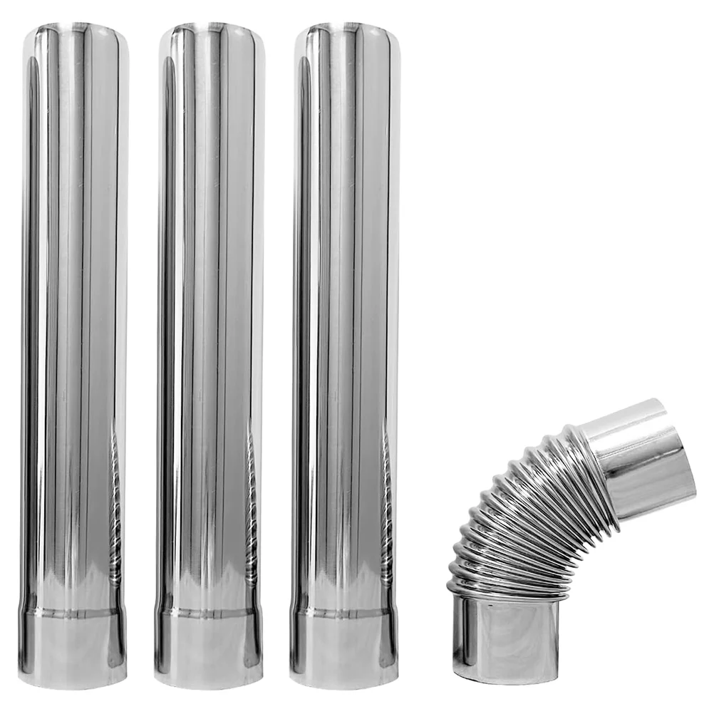 

3 Pcs Gas Water Heater Stainless Steel Exhaust Pipe Trachea Check Valve 90° Elbow 500 Straight Smoke Chimney Duct Flue Metal