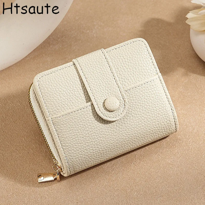 

Women Short Wallet PU Leather Hasp Wallets Multi Card Holders Zipper Hasp Coin Pocket Purse Black Red Wallets For Women