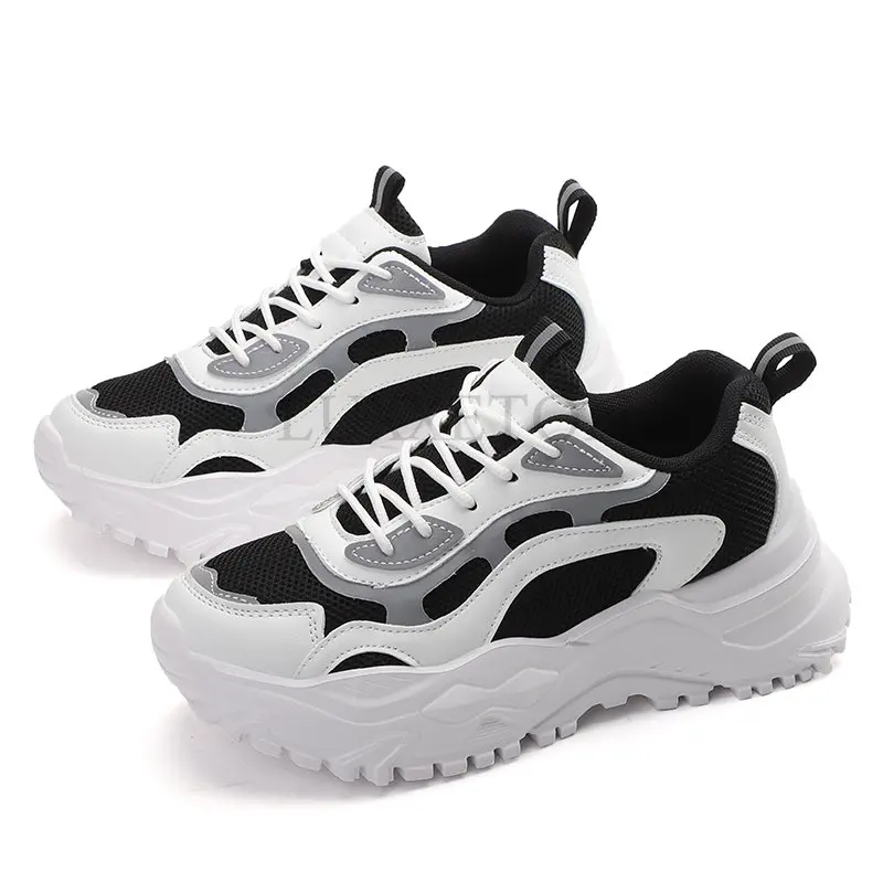 Platform Sneakers Women Light Breathable Shoes Plus Size 35-42 Casual Chunky Black Sneaker Woman White Vulcanized Shoes LUXXEON