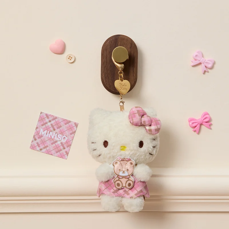 

Sanrio Hello Kitty Retro Plaid Bear Plush Keychain - Kawaii Mini Bag Charm, Backpack Accessories, Cute Gift for Fans