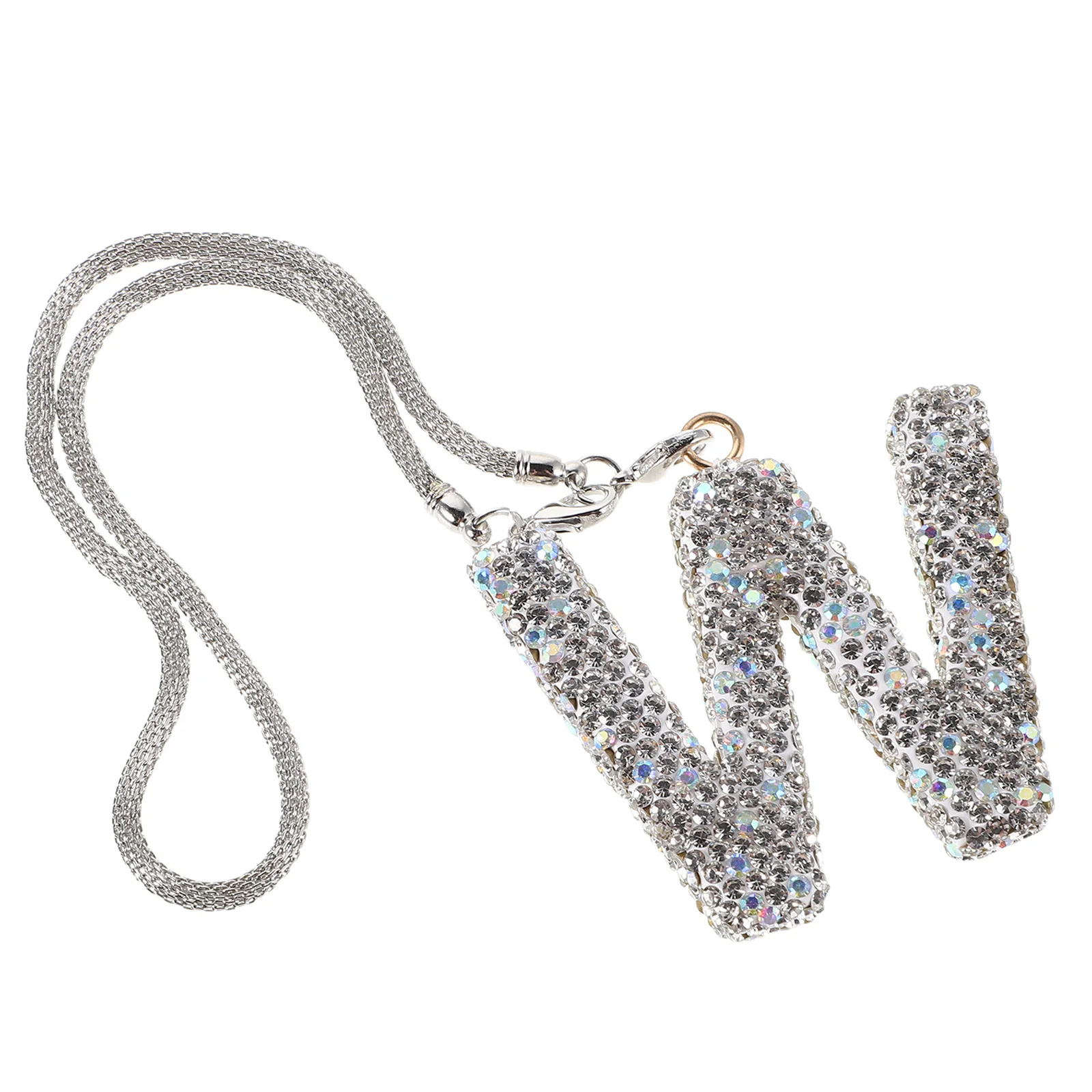 

Elegant Letter W Car Hanging Ornament Shiny Rhinestones Stylish Rearview Mirror Charm Durable Lightweight Auto Decoration