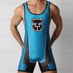 Wrestling Singlets Suit Men's One Piece PowerLifting Bodysuit Gym Sports Fitness Skinsuit Iron Sleeveless Weightlifting Clothes