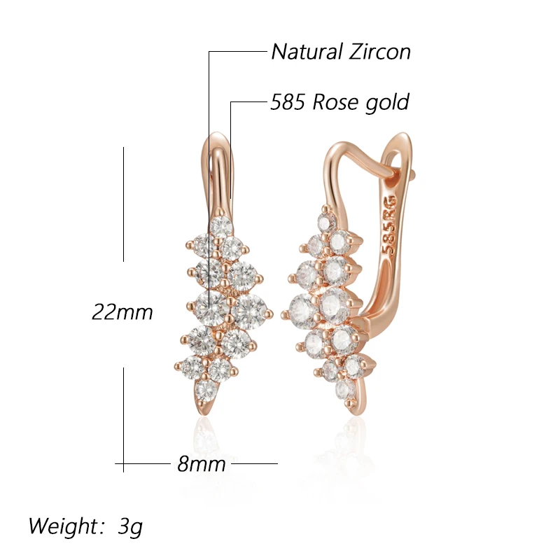 Kinel Hot Shiny Natural Zircon Geometry Drop Earrings For Women Trend 585 Rose Gold Color Wedding Fine Jewelry Crystal Gift