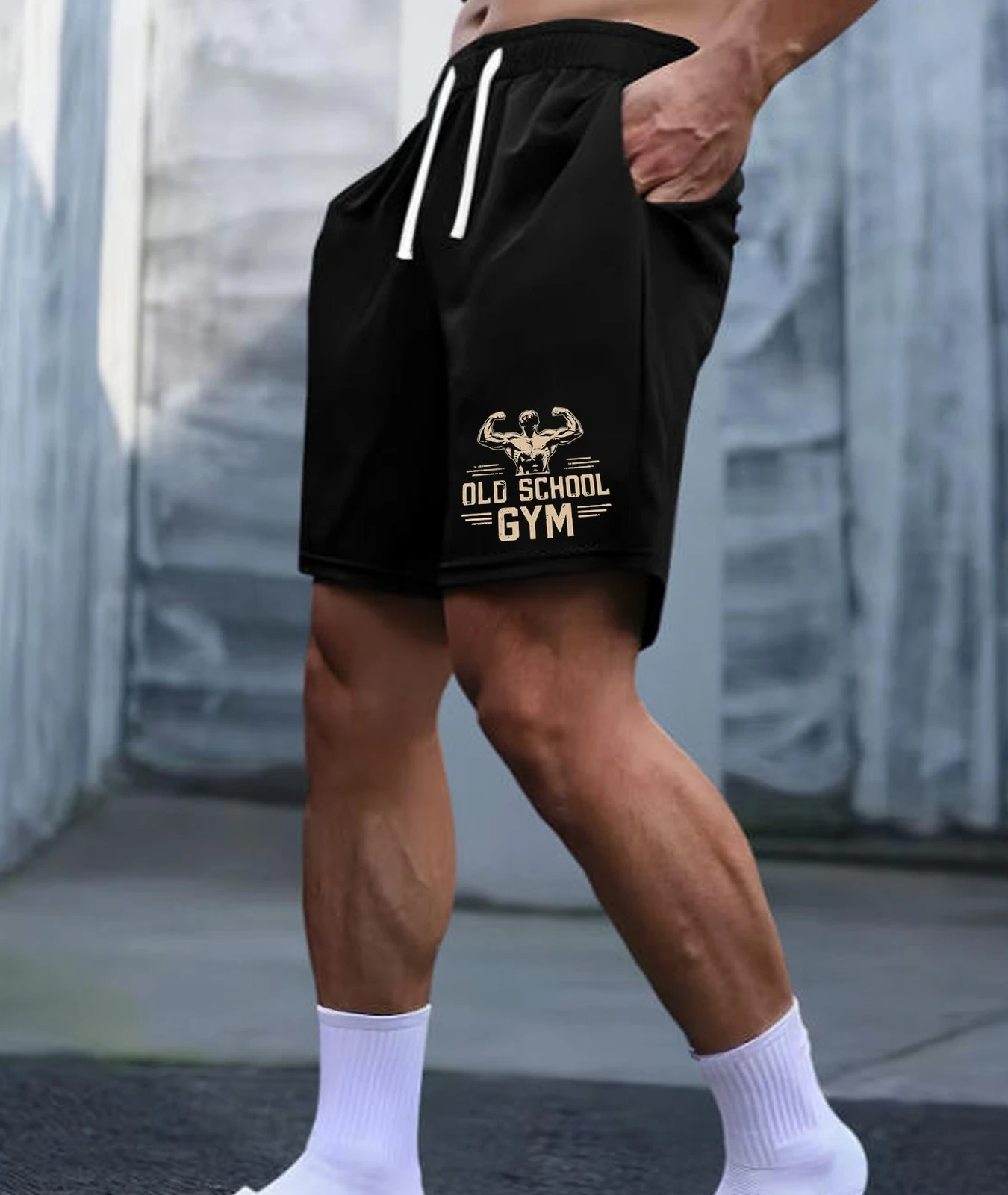 

Мужские черные шорты в стиле High Street: модные, универсальные, стильные, подходят для фитнеса и активного отдыха.