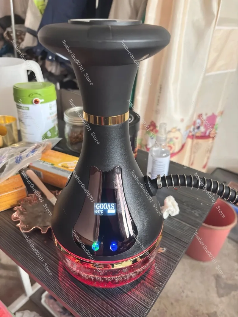 

Portable Electronic Hookah with LED Display Rechargeable E-Hookah Shisha Pen Fast Heating Vaporizer for Home and Outdoor White
