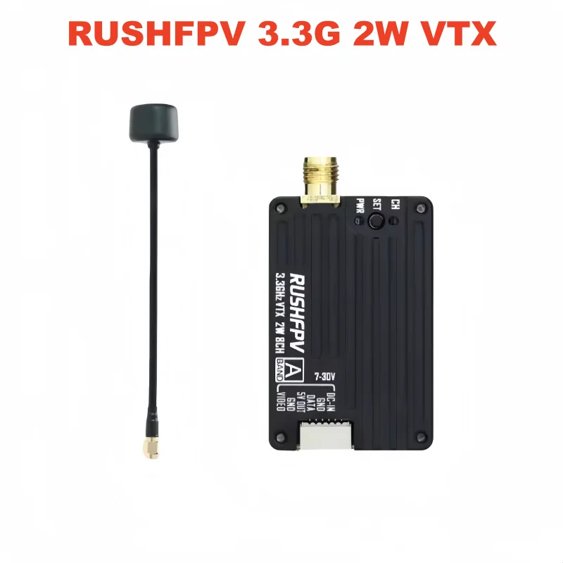 RUSHFPV 3.3G 2W VTX Image Transmission Module Wireless Image Transmission Transmitter FPV Crossing Machine Long Distance 3.3Ghz
