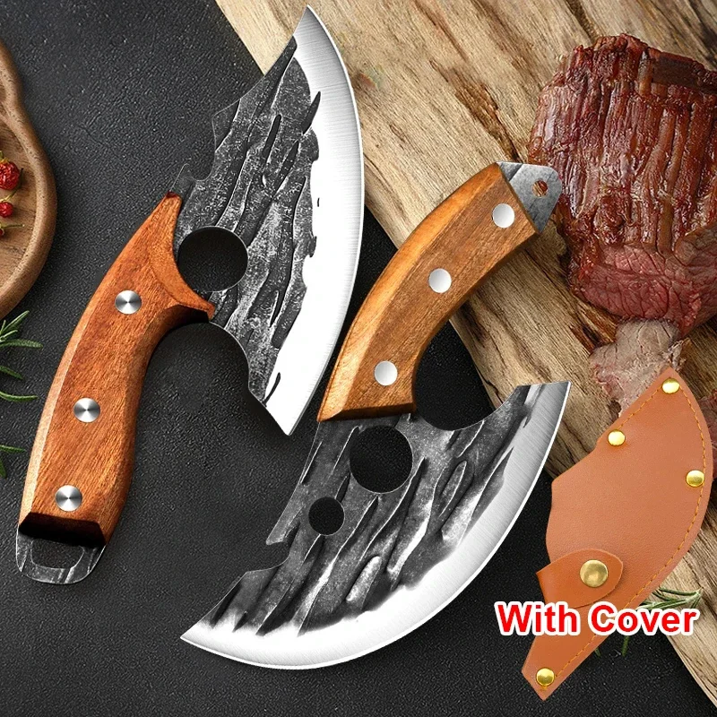 Kitchen Knives Barbecue Cleaver Meat Chop Vegetables Fruit Chef Knife Boning Knives Wood Handle Hand Forge Cooking Slicing Knife