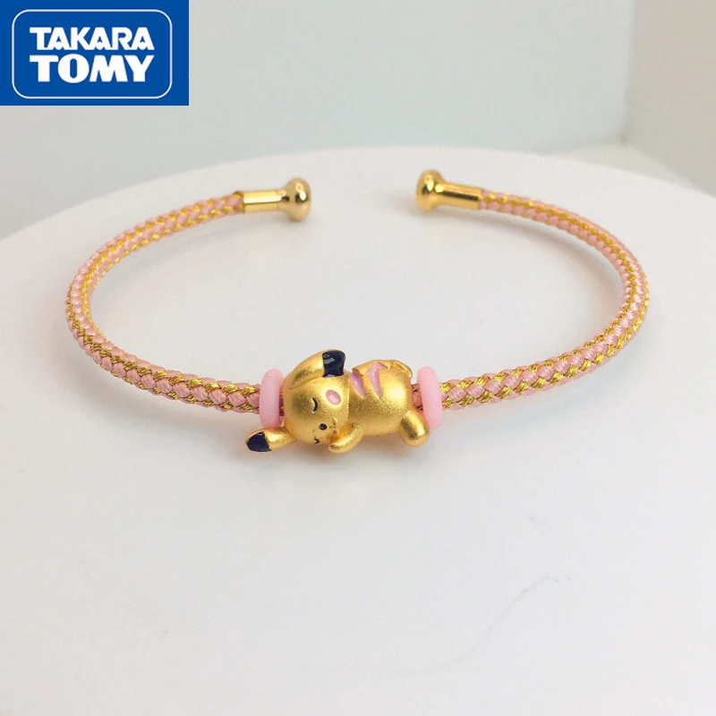 

TAKARA TOMY's New Sand Gold Super Color Retention Cute Sleeping Pikachu Girls Bracelet Children's Cartoon Cute Bracelet