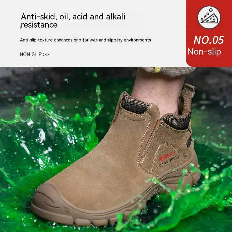 Steel Toe Safety Shoes for Men, Anti-Puncture Anti-Smash Non Slip Industrial Work Boots, Lightweight CE Work Safety Footwear