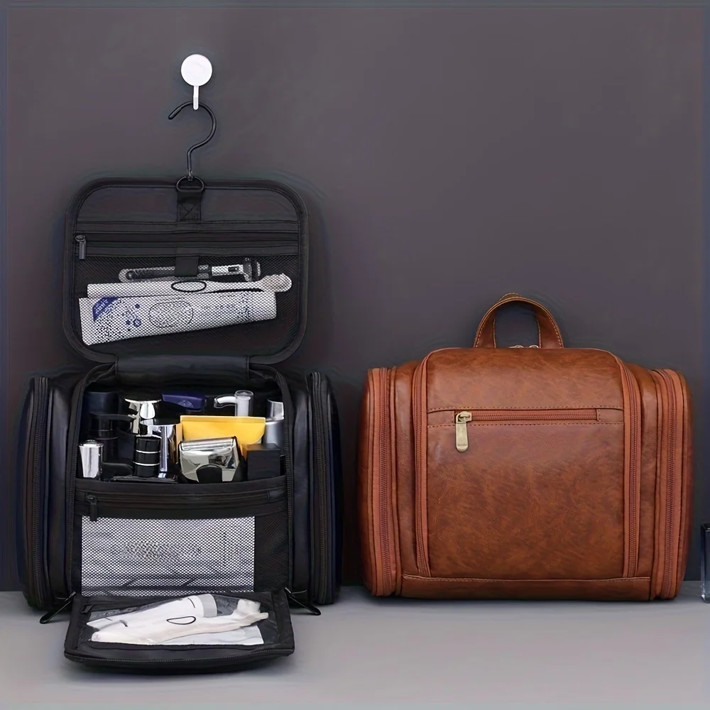 Große Unisex-Reise-Kulturtasche mit Haken, Mehrfach-Fächer-Waschtasche, Ideal für Tägliche Ausflüge, Perfektes Geschenk für Männer und Frauen – Detail 6