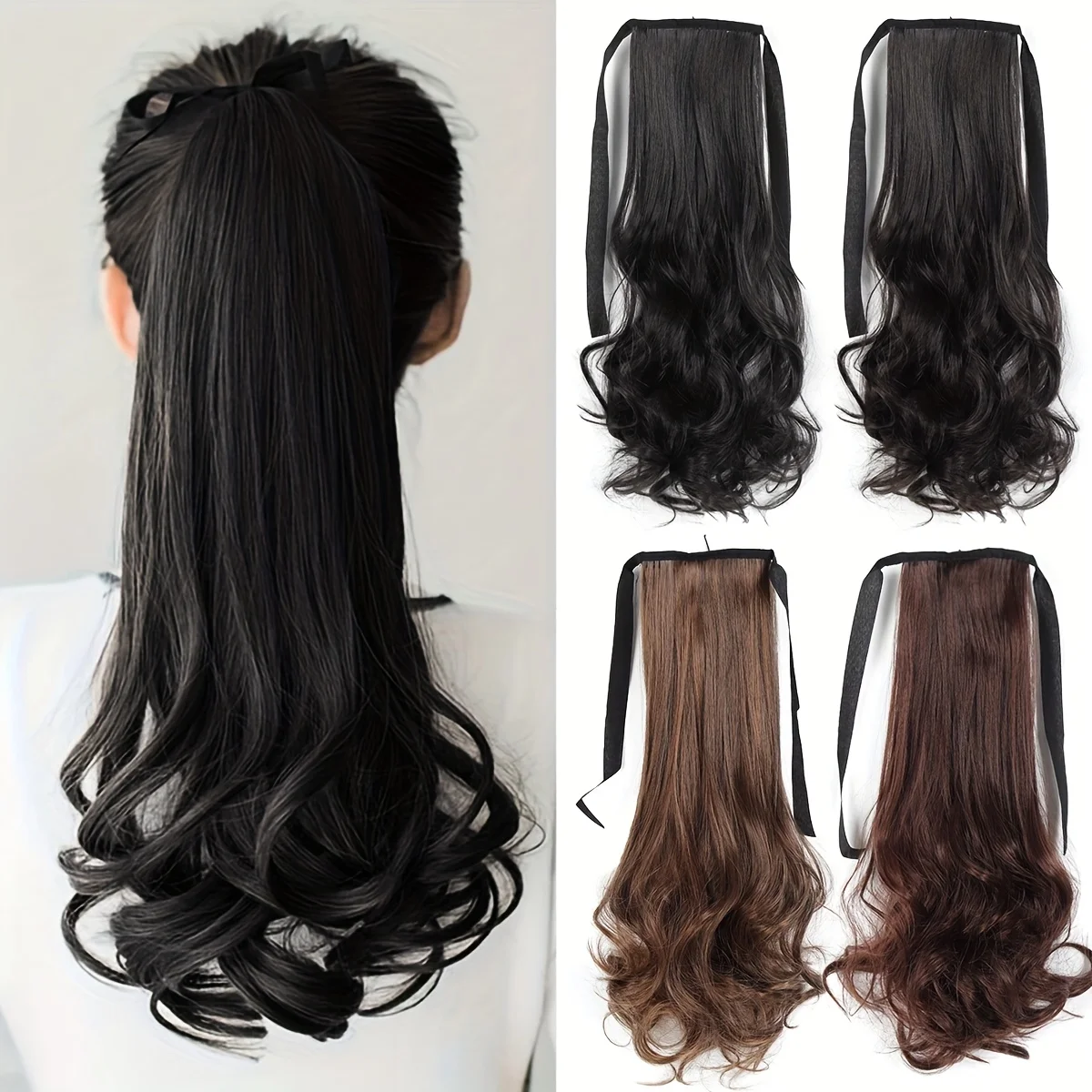 Women'S Heat-Resistant Synthetic Curly Wig Ponytail Curly Wave with Easy Attachment for Everyday Parties Hairstyle Extension