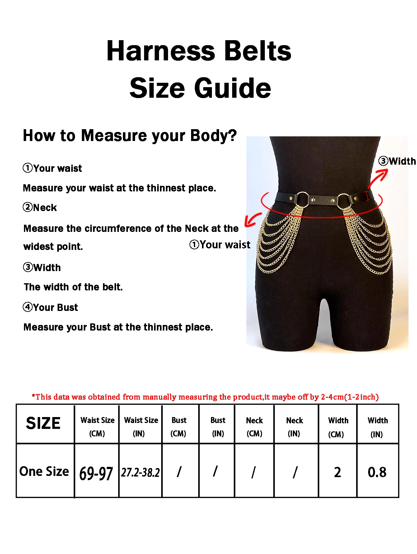  Frauen PU Leder Harness Gürtel Gold Taille Kette Harness Mode Bund Zubehör Freizeit Punk Gothic Kleidung Schmuck Gürtel – Detail 3