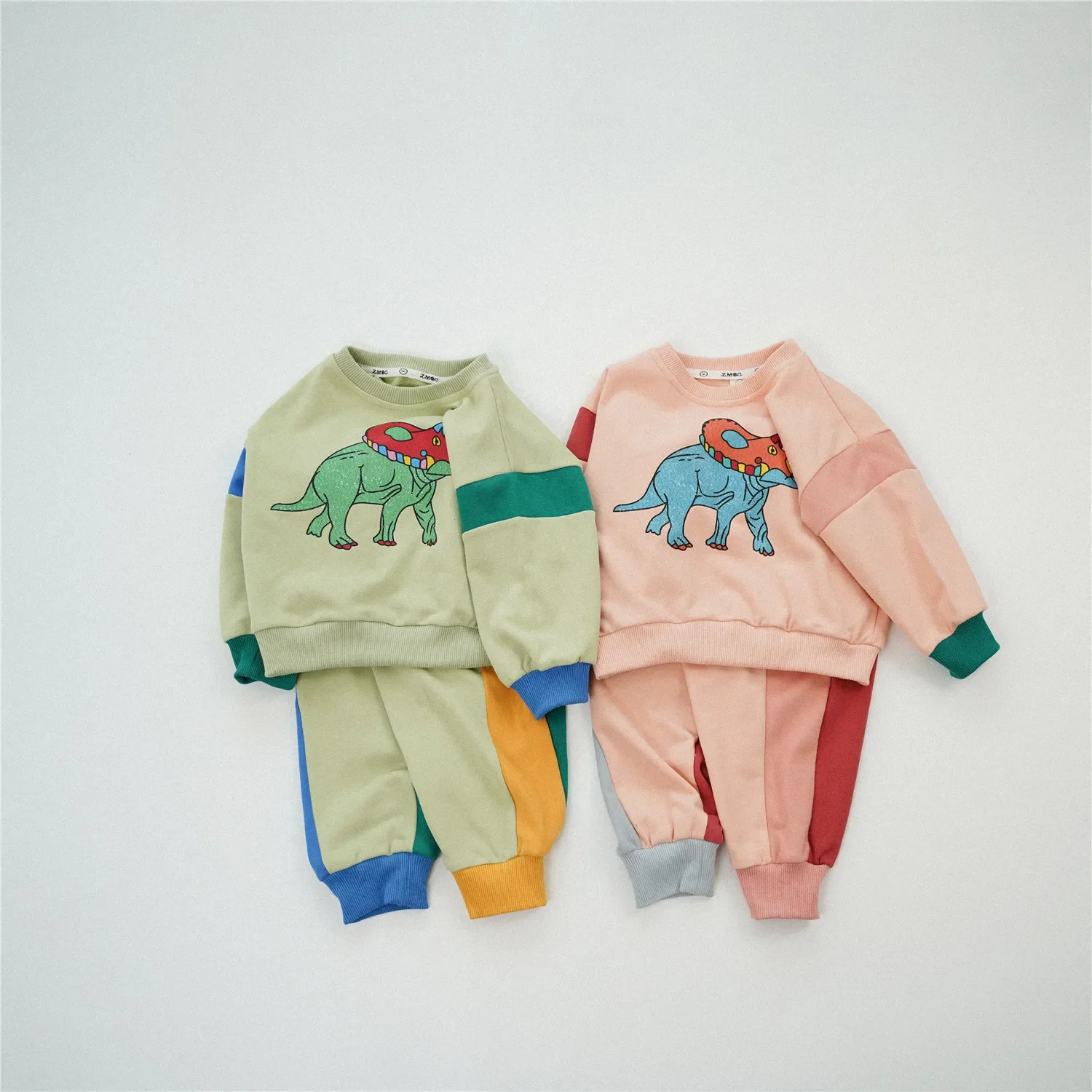 

2024 Spring Autumn Brother Sister Outfits Boy Girl Children Cartoon Dinosaur Cotton Tops+Pants 2pcs Fashion Baby Sweatshirt Set